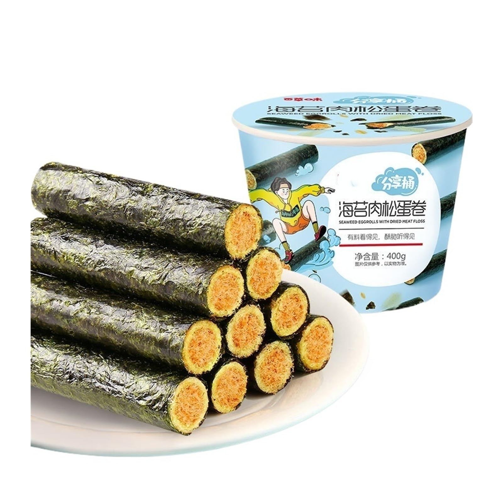 400 g de rollos de hilo de cerdo Nori, frescos, fragantes, crujientes y salados y dulces.
