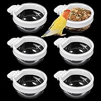 Zelphvt 6 Pack Transparent Detachable Bird Feeders - Hanging Seed Water Bowls for Parakeets, Finches & Small Cage Birds