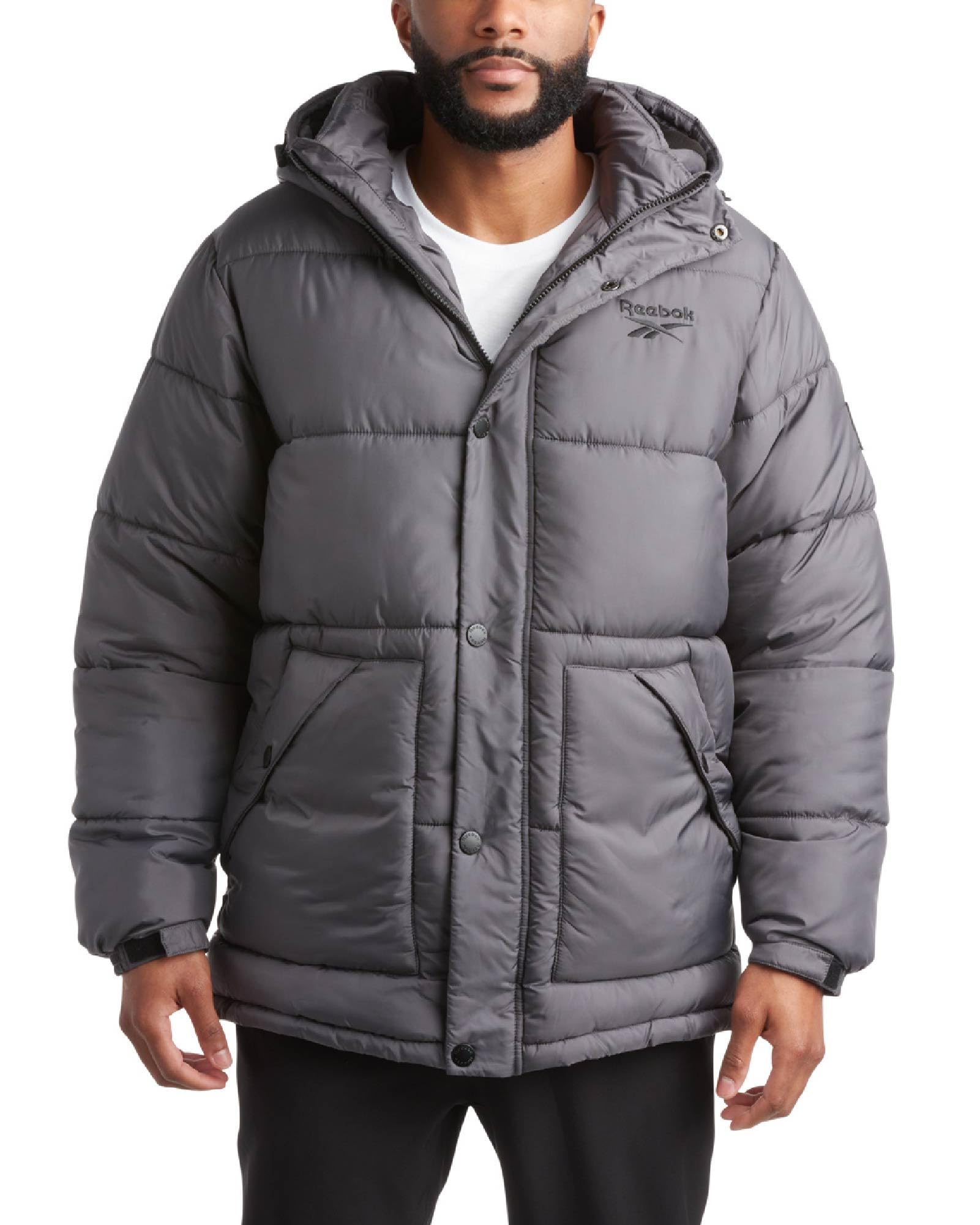 Reebok Mens Puffer Jacket Heavyweight Quilted Mens Jacket With