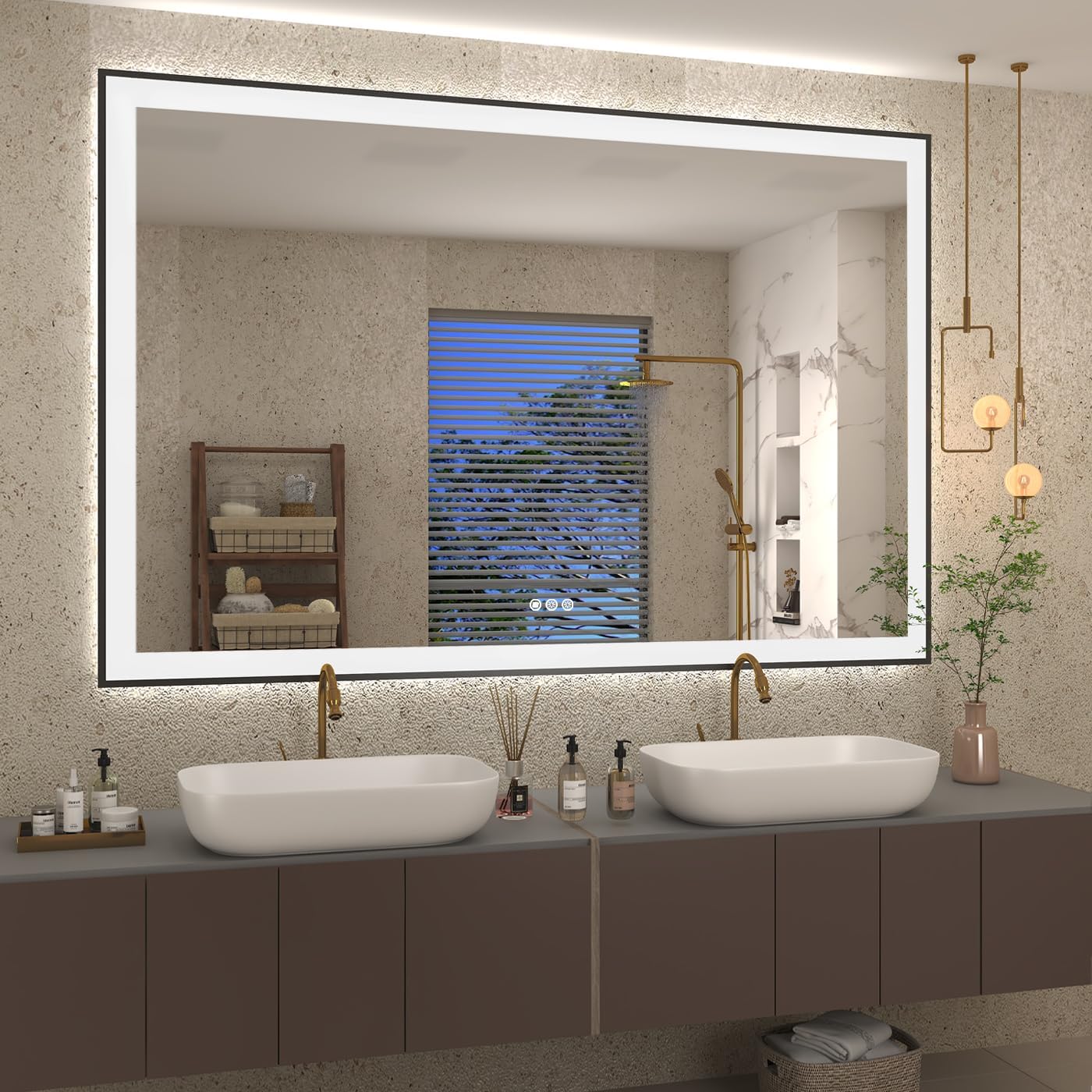 KRISTALLUM LED Bathroom Mirror with Lights 84x32, Backlit