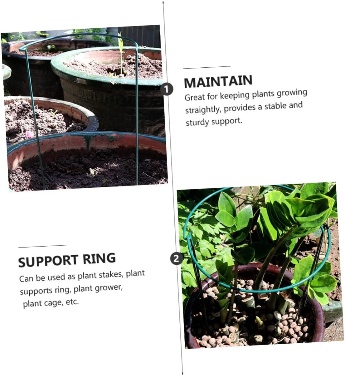Yardwe Flower Support Frame 4pcs Plant Stakes Ring Half Circle Stand for Rose Peony Bushy Plants Vine Crops