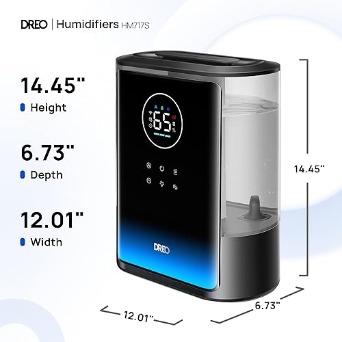 Miniatura 8 de Dreo Humidificadores inteligentes de 8L para dormitorio, 600 pies cuadrados, 80 horas de funcionamiento cálido y frío, humidificador de niebla de