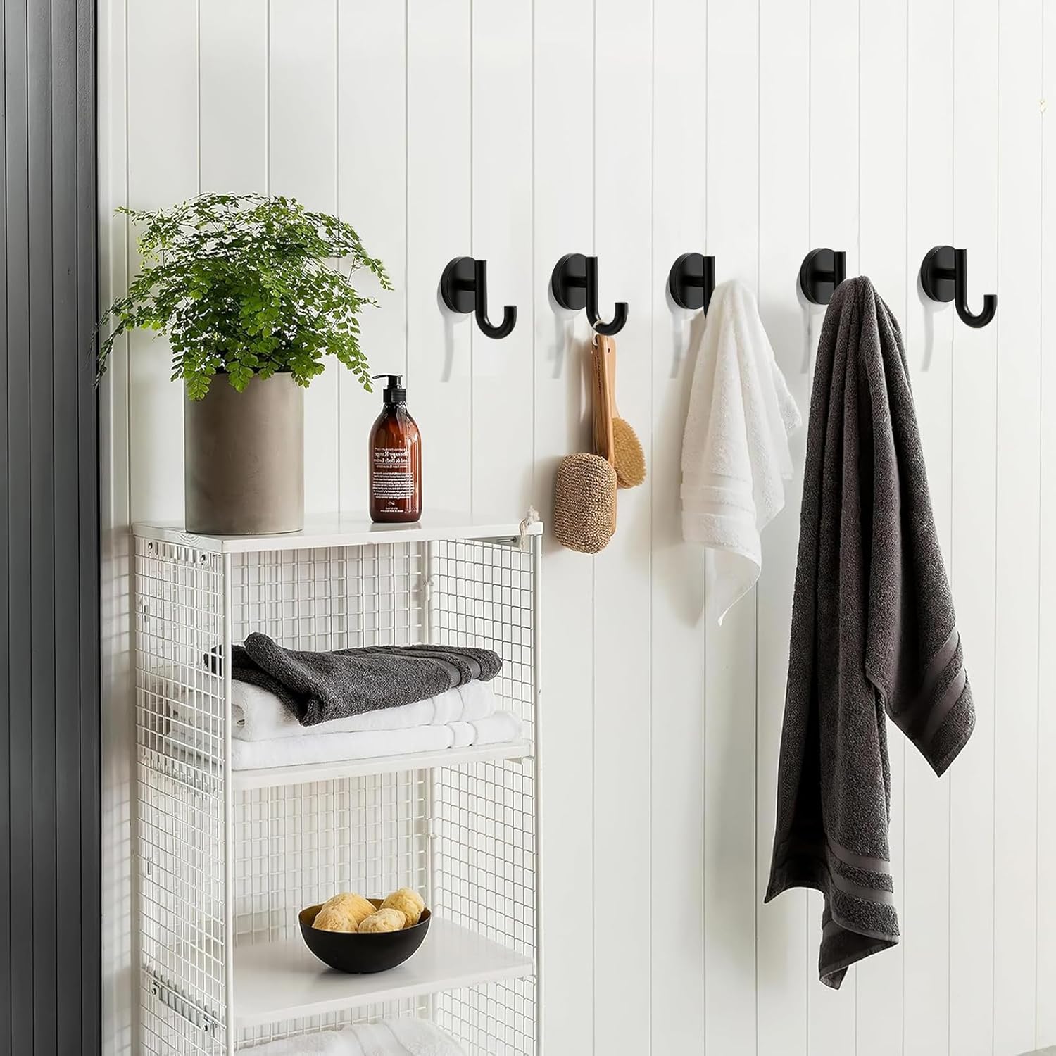 Zinc Matte Black Robe Coat Hooks 3 Pack with Screws, Heavy Duty Towel Hooks for Bathroom, Multi-Room Wall Hooks for Entryway, Garage & Mudroom - Family Organization Solution