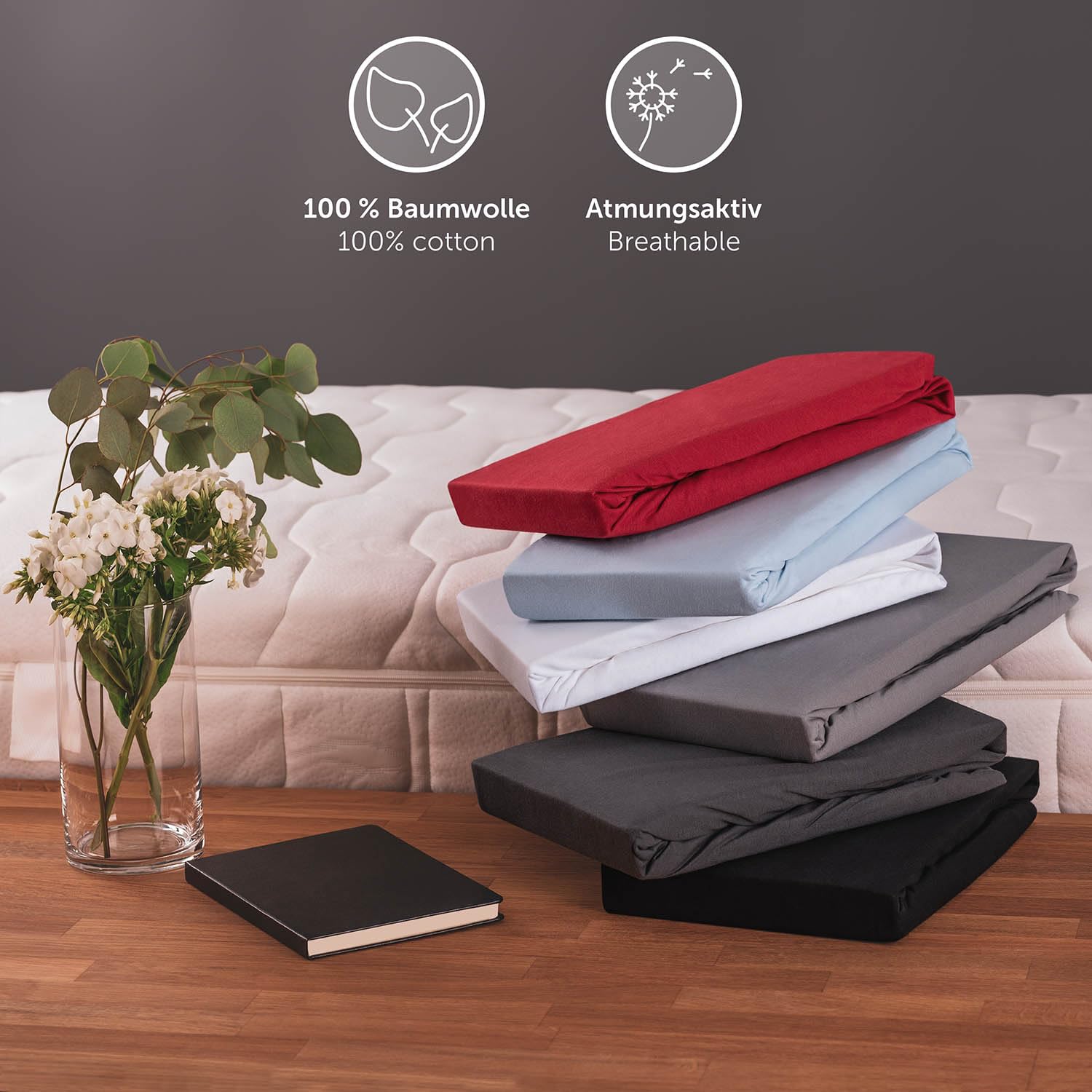 Blumtal Spannbettlaken 270x200 cm Boxspringbett Jersey Oeko-TEX zertifiziert Baumwolle Weiß