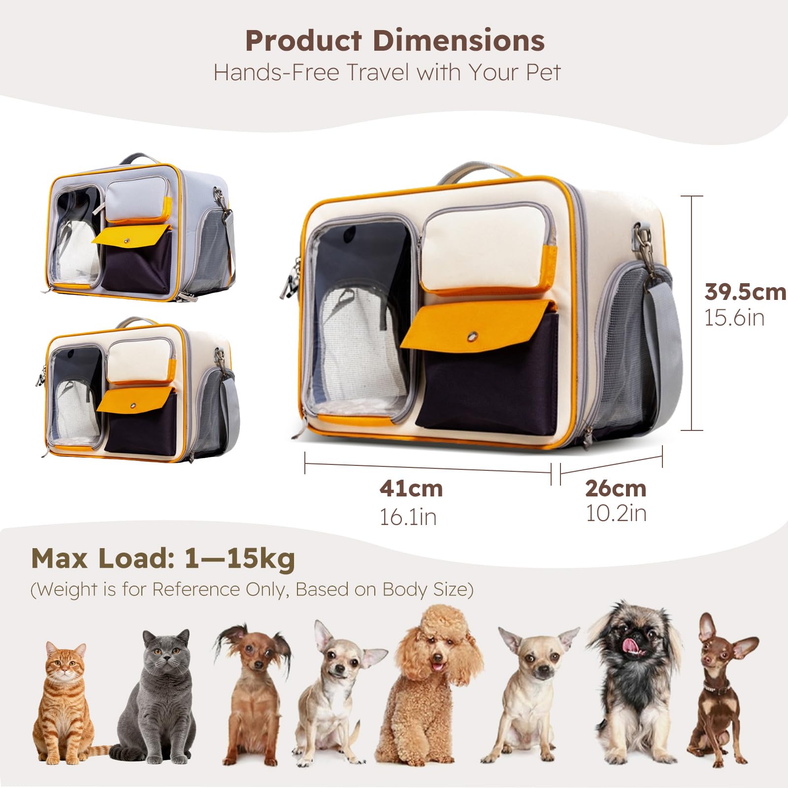 PETCUTE Sac de Transport pour Chat Chien,Sac de Voyage Respirant pour Chats avec Sacs de Rangement,Sac à Dos de Transport Chat avec Matelas Amovible,Sac De Transport Chat pour Voyage en Avion
