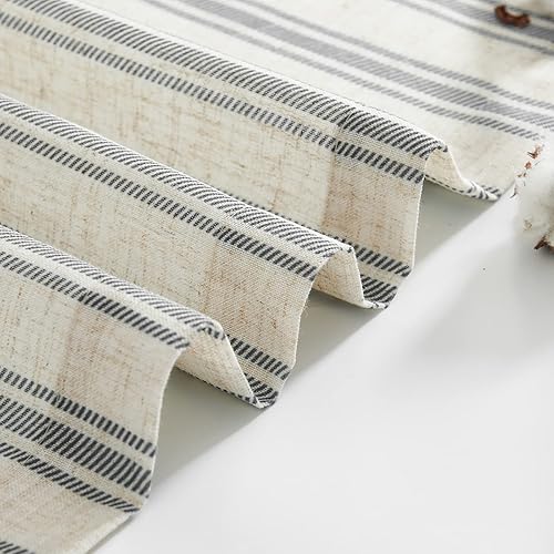 Miniatura 8 de jinchan Cenefa a rayas para ventana, cenefa de lino para ventanas, cenefa de ventana pequeña, cenefa de granja con filtro de luz, cenefa de lino de