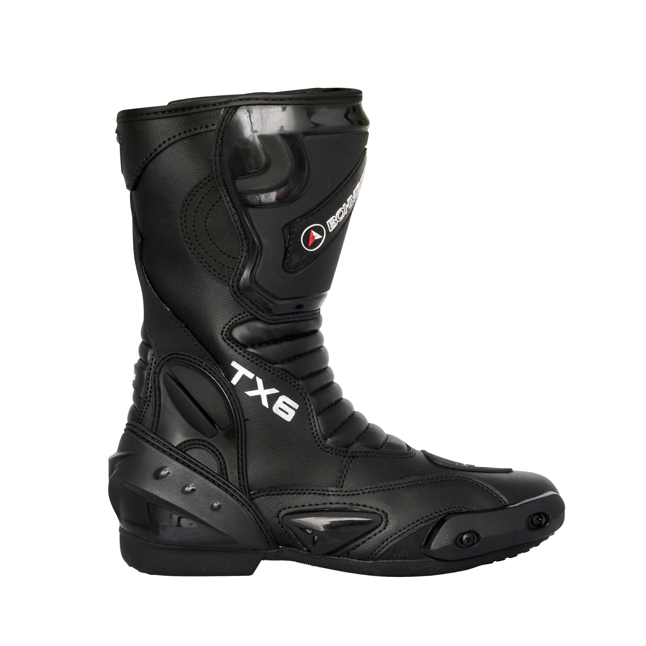 Bohmberg Botas de moto para hombre, deportivas, de piel, estables,protectores reforzados integrados, con protección en los tobillos, ergonómicas, botas moteras, biker, motorista