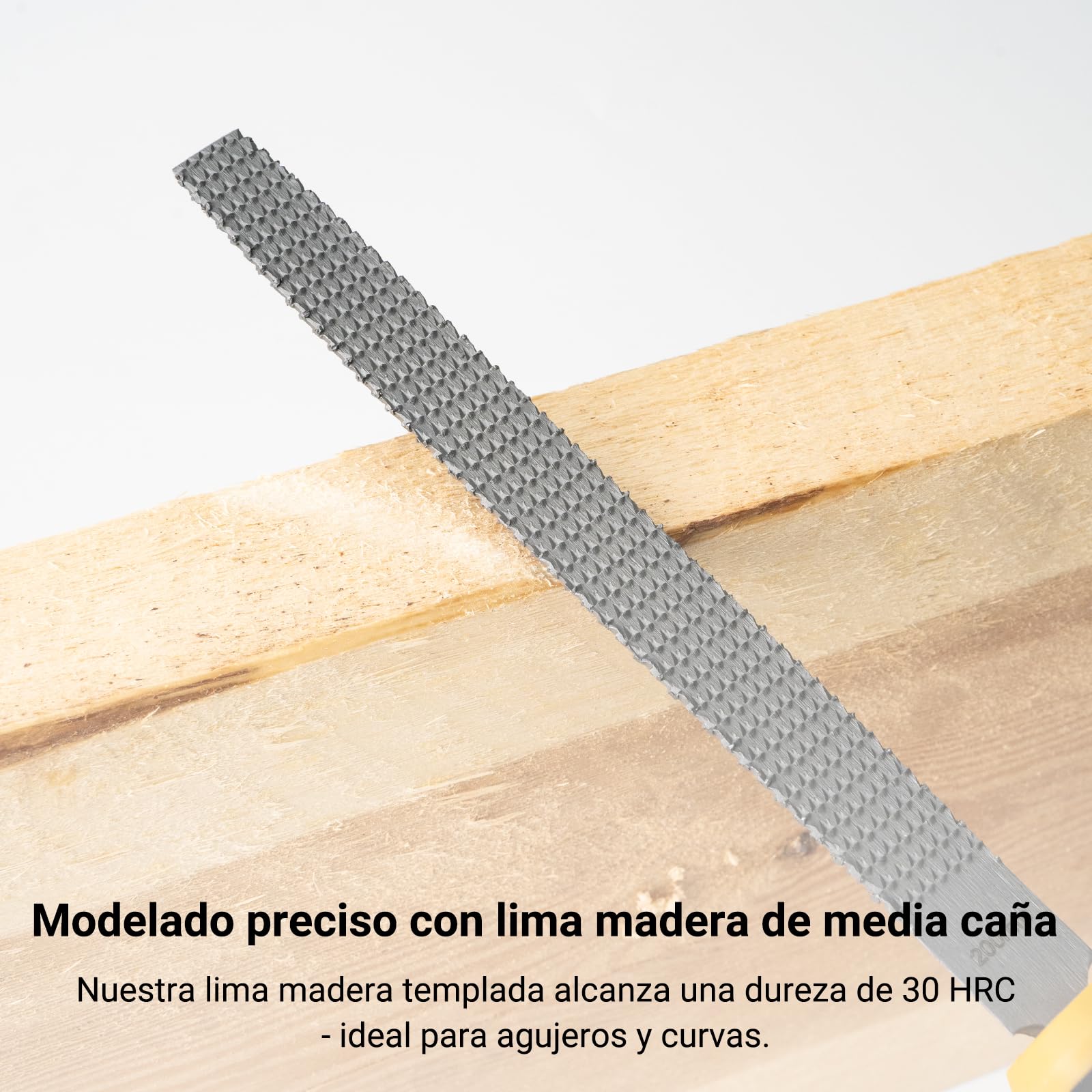 Juego de Limas Metal y Madera 6 Piezas, Cuadradas de 8 Pulgadas | Escofinas incluye Funda Enrollable, Mango de Goma | Lima Redondas, Semicirculares, Planas, Triangulares