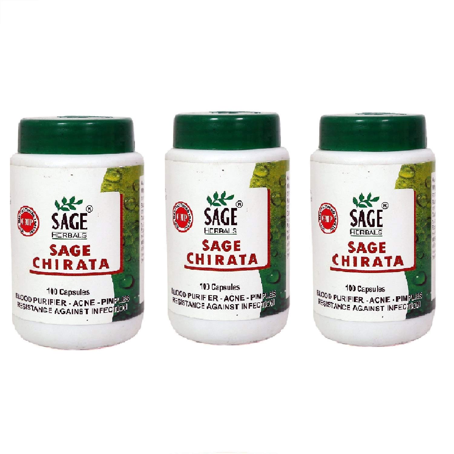Sage Herbals Chirata for Blood Purification and Helps to Remove Pimples and Acne, 100 Capsules, Pack of 3 (B0B8DSKJNS) Amazon Price History, Amazon Price Tracker