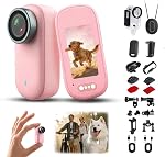 4K Mini Caméra du corps avec audio, petite caméra portable à la poitrine avec portrait et mode large, parfait pour la maison, le travail, la sécurité et l'enregistrement extérieur(Pink-64GB)