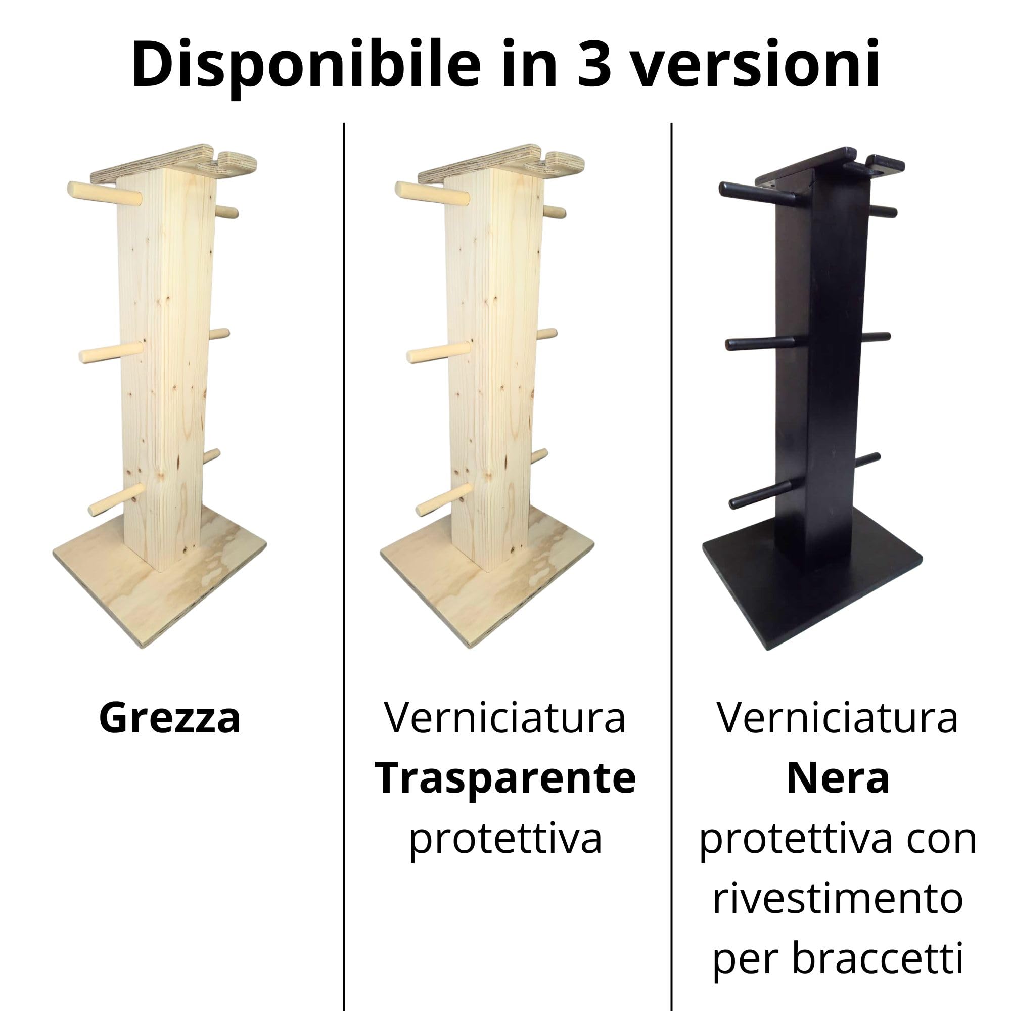Porta Dischi Palestra Casa in LEGNO con Supporto Manubri | Porta Pesi Home Gym Compatto e Robusto | Supporto Dischi Bilanciere | Rastrelliera Pesi Arriva Già Montata | Portata 160 KG.