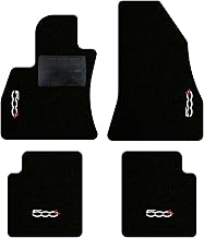 QUEMAR Tappetini Auto compatibili con 500L / Kit Tappeti in Moquette e Gomma su Misura (Set 2 Anteriori + 2 Posteriori)/ Ricami e Colori Personalizzati (Bordo Nero, 4 Ricami)