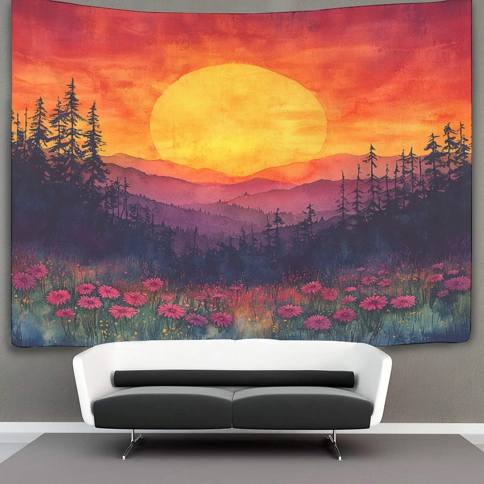 kaiyun Watercolor Design Tapestry Sunset Wall Hanging Tapestries for Bedroom Living Room Apartment Dorm Decorations Wall Art Decor 130cmx150cm