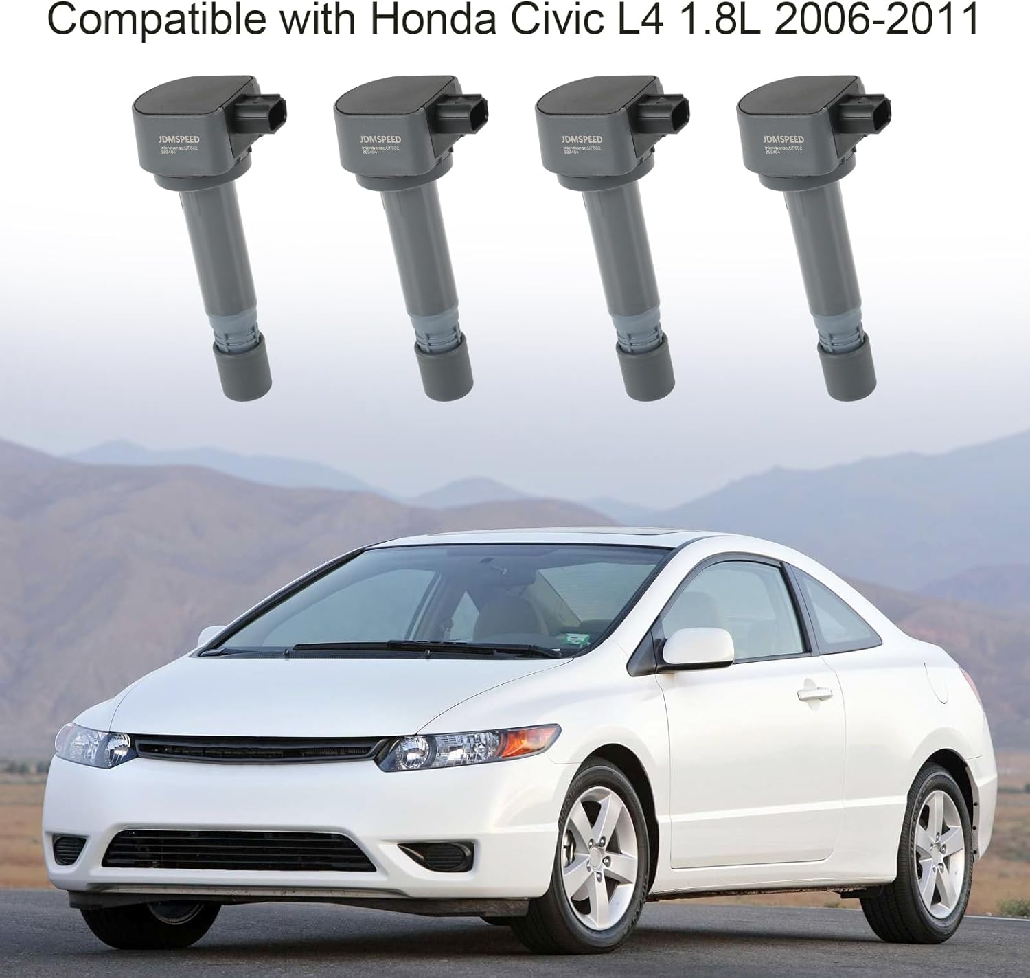 Set of 4 Ignition Coils Pack Compatible with Honda Civic L4 1.8L 2006-2011 Replaces# UF582 C1580 5C16371788393 RNAA01 IC662