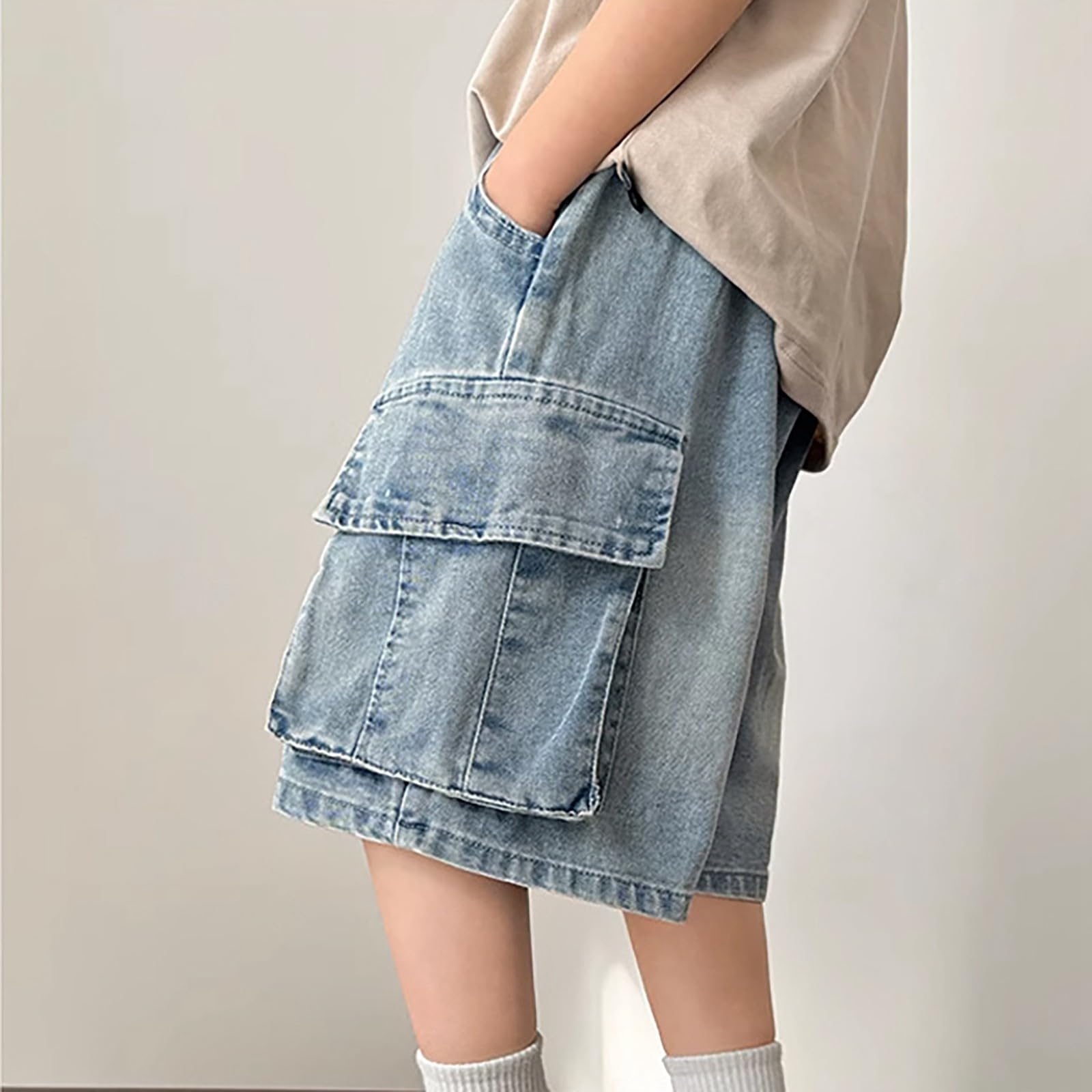 Generico Pantaloncini Bambino,vestibilità Normale Estate Casual Outwear Pantaloni Corti da Trekking Cargo per Ragazzi Running Jogging Bermuda Shorts Bambini dai 3 ai 14 Anni