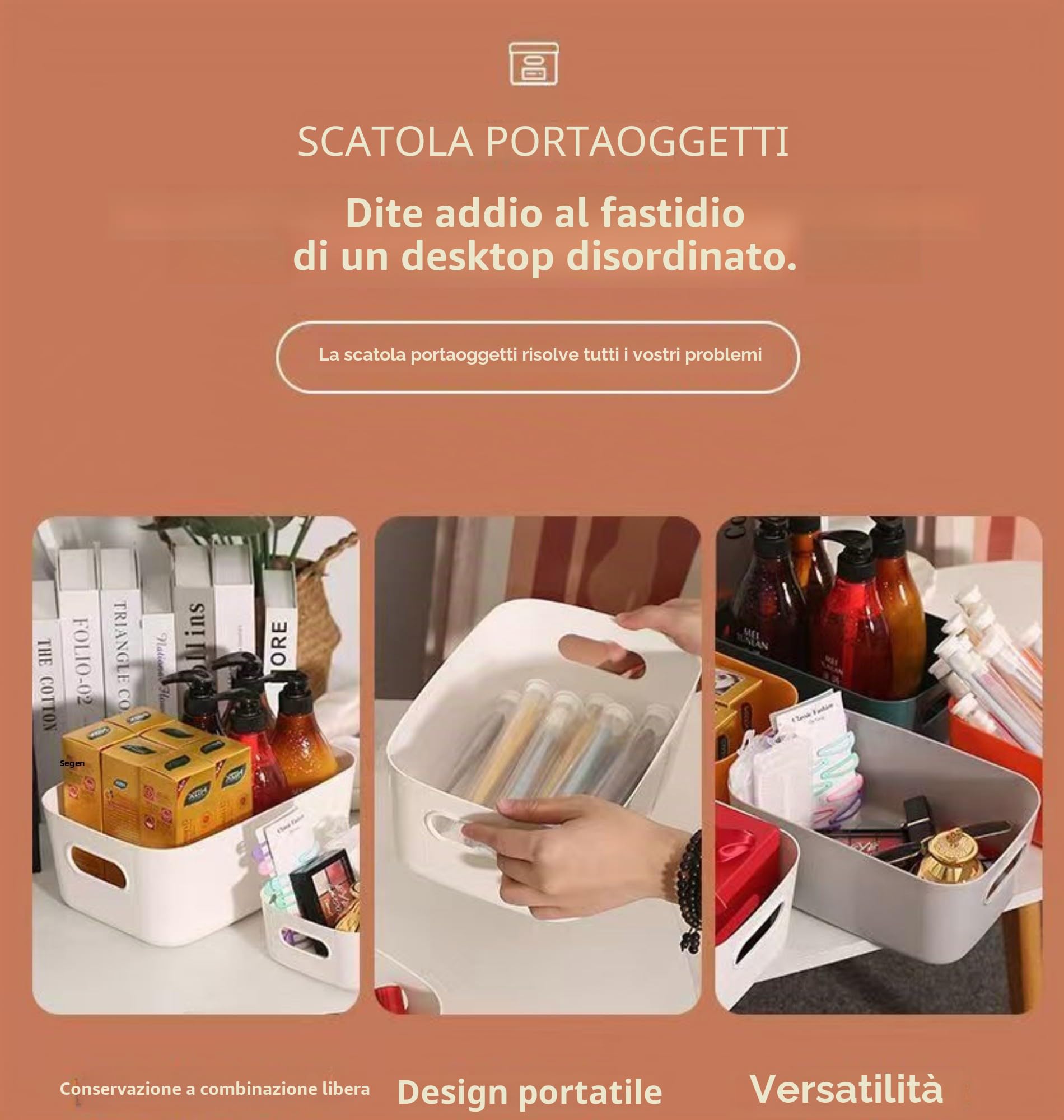 Scatola di archiviazione in plastica cestino di archiviazione cestino cucina di scatole di plastica per bagno armadio (Bianco, 8piece30cm+2piece25cm)