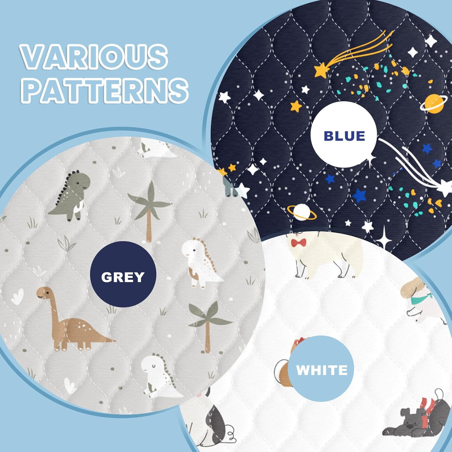 Bed Wetting Pads for Kids & Toddlers, 36"x36" 5 Layer Waterproof Washable Pee Pads, Potty Training Mattress Protector, Absorbent Chuck Pads Non Slip for Bedwetting Kids, Hospitals, Pet (Blue,2Pcs)