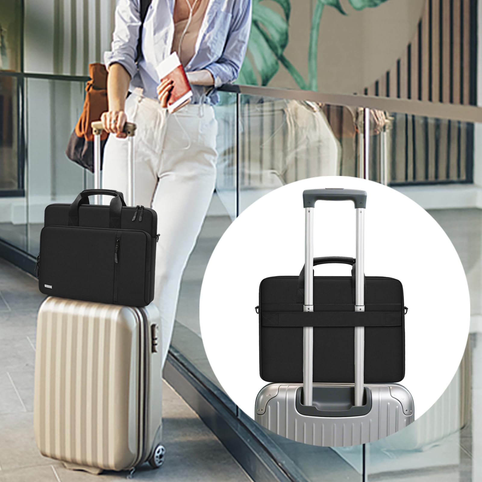 TECOOL 15,6 16 Pouces Sacoche Ordinateur Portable, 360°Protection Imperméable Housse Sac à Bandoulière pour 15,6-16 Pouces Acer ASUS Dell HP Lenovo Laptop, MacBook Pro 16 M1 M2 M3 M4, Noir