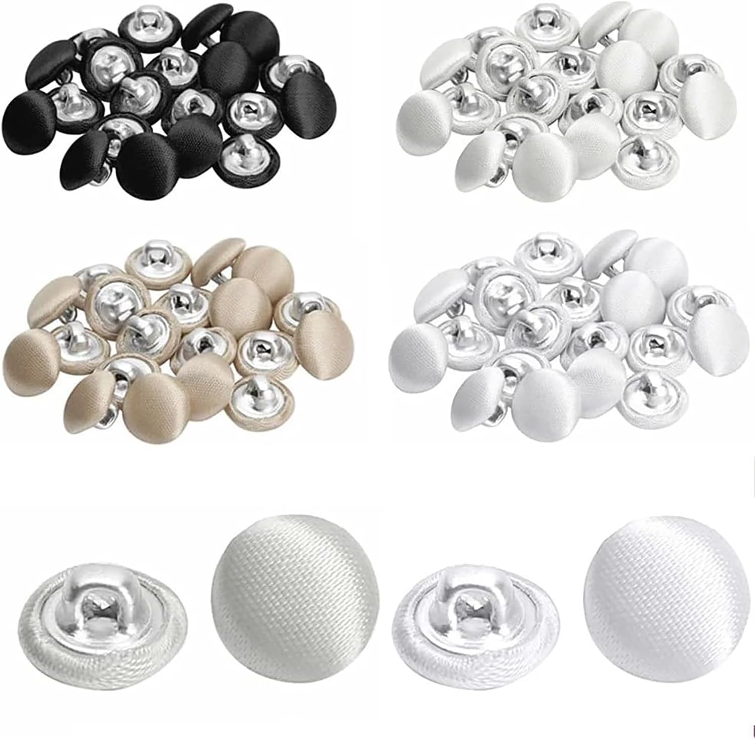 20 Pcs Satin Covered Metal Shank Buttons Cloth Buttons for Wedding Dress Tuxedo Suits - Image 4