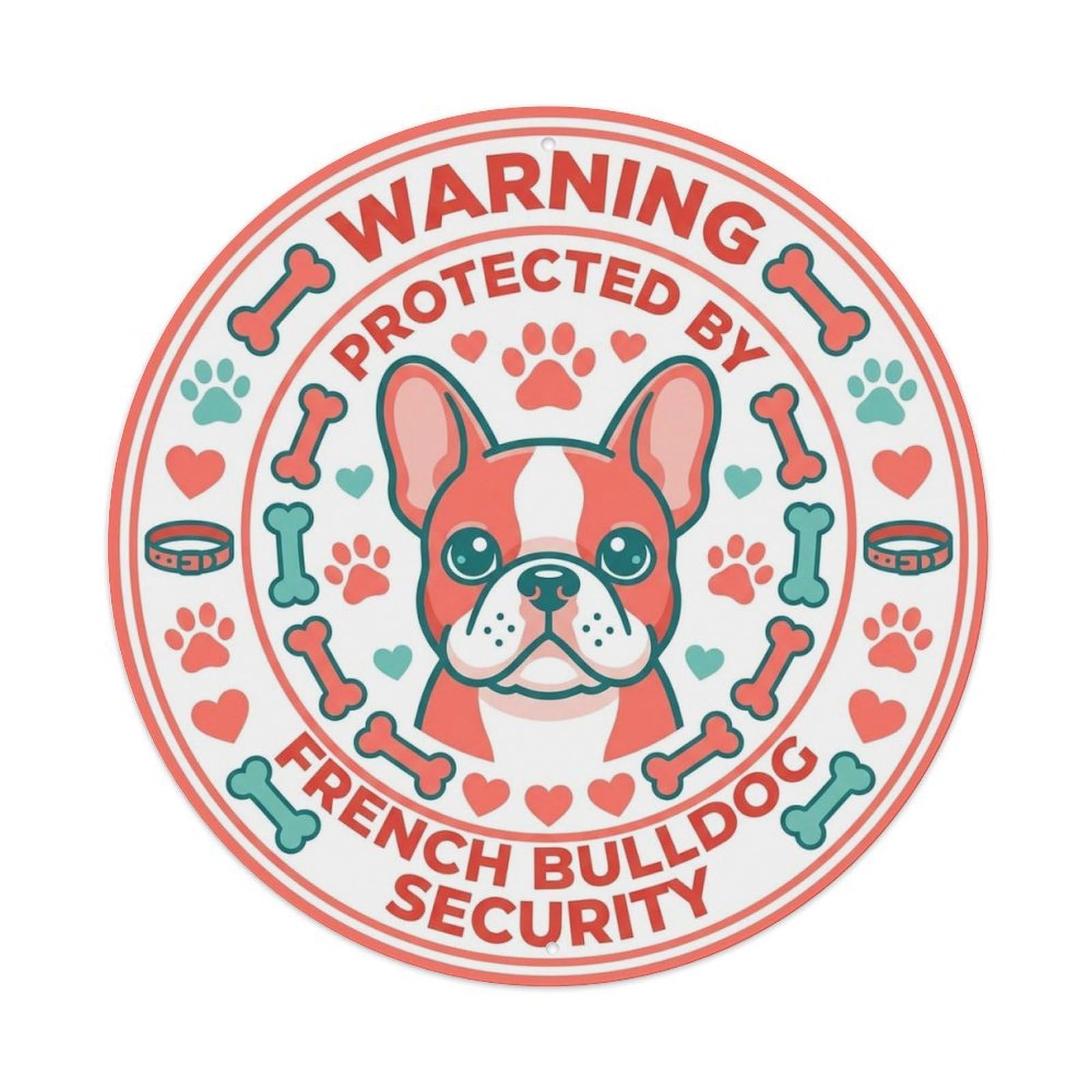 French Bulldog Security Warning Cute Symbols Metal Tin Sign