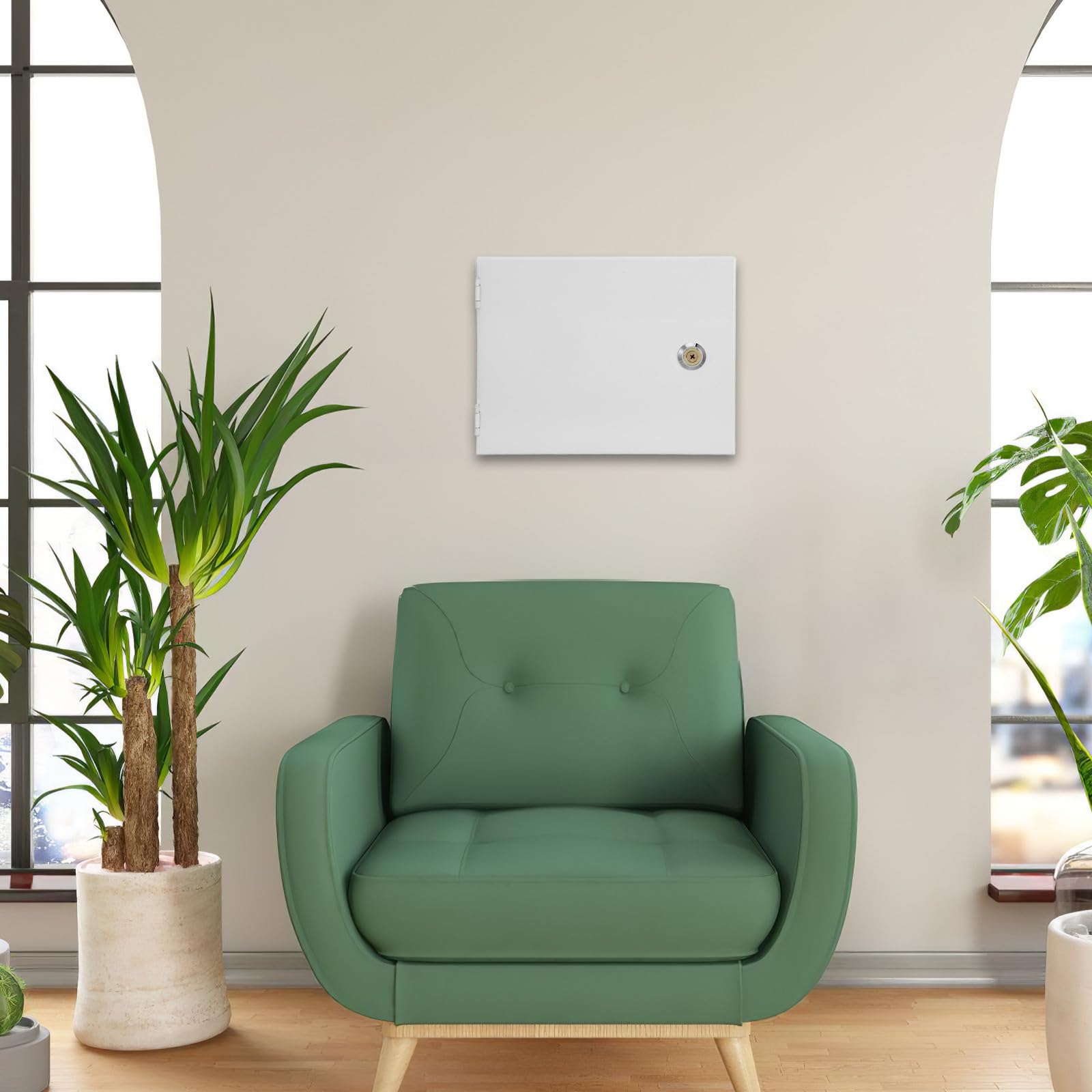 Caja de Seguridad para Interruptores con Cerradura y Teclado, de Hierro Blanco, Montaje en Pared para Hogares y Tiendas con Instalación Fácil y Protección Mejorada