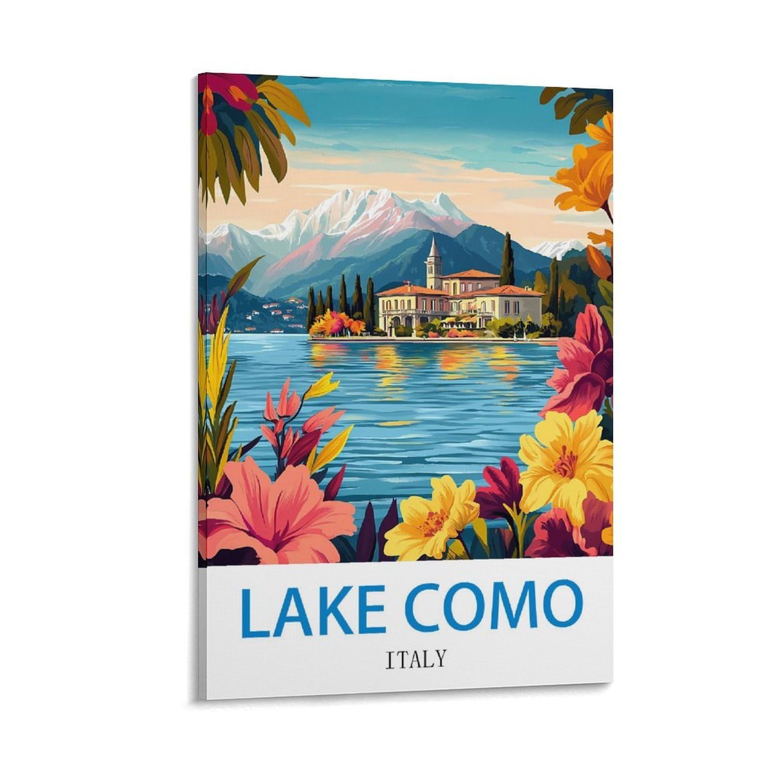 WGMDOEE Poster de voyage vintage sur toile Motif Lac de Côme Italie 50 x 75 cm
