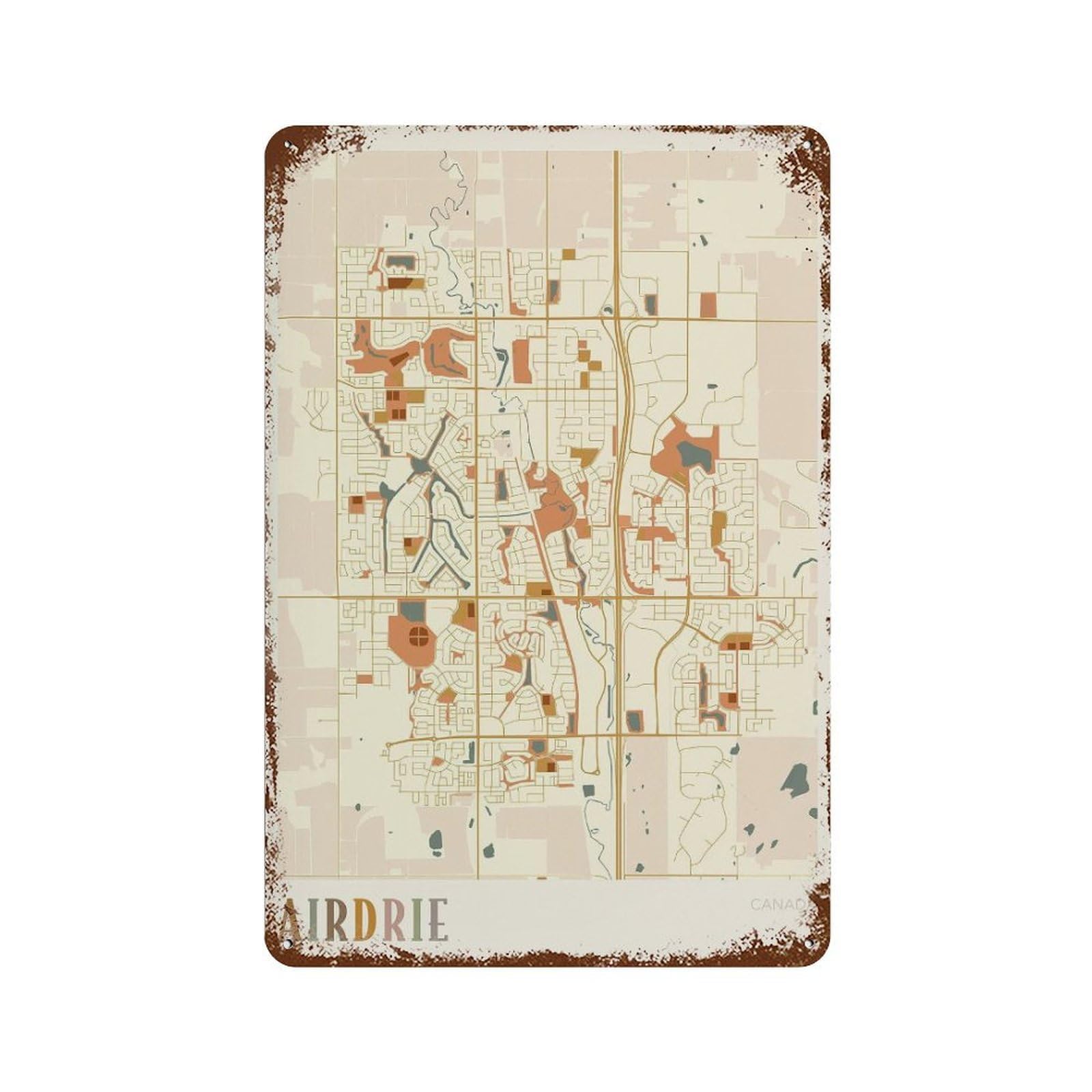 xiaoxiaoshen Airdrie Map Alberta Canada Boho (2) Wall Decor Art Metal Tin Poster Modern Home Decor Art Home Bar Shop Decorations Vintage Sign 30x20cm