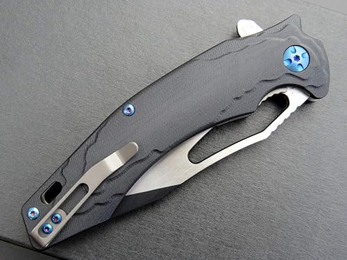 Miniatura 7 de Eafengrow EF915 Cuchillo plegable D2 hoja de acero con revestimiento de óxido negro mango G10 con rodamiento de bolas, cuchillo abierto seguro,