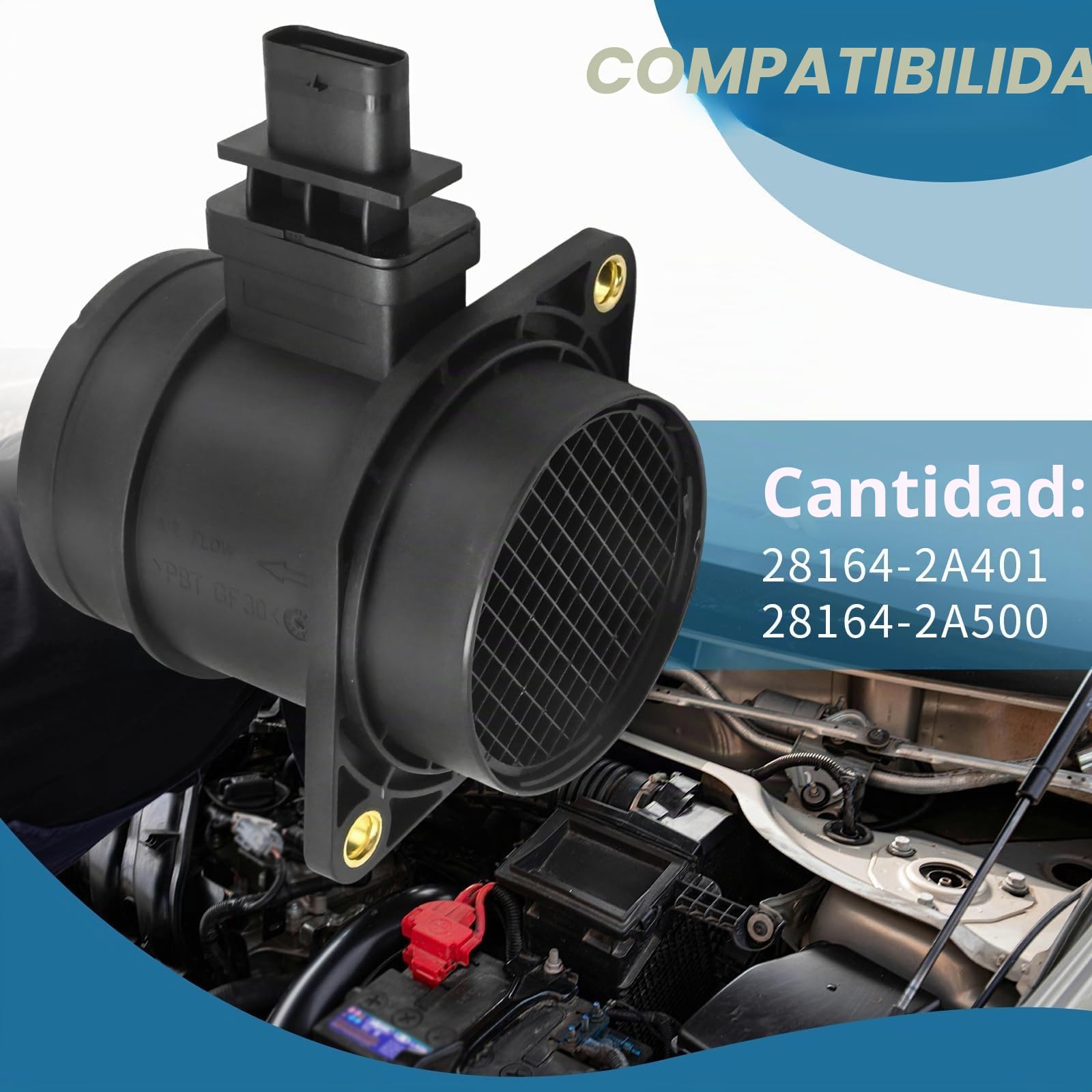 Medidor de flujo de aire masivo para automóvil, sensor MAF, sensor de flujo de aire automotriz, repuesto para HYUNDAI Matrix 1.5 CRDi 04-10 Getz 1.5 CRDi 05-09, sustituye a 28164-2A401