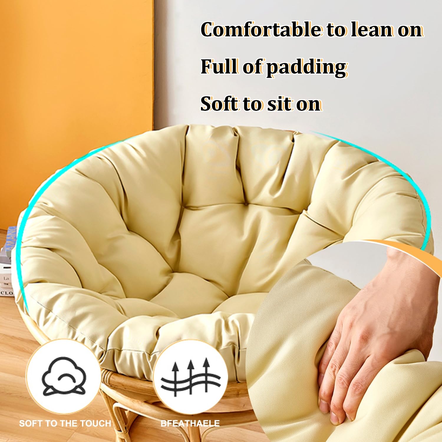Redondo Cojin para Silla Cojin para Asiento Cuscino per sedia da giardino rotondo 80 x 80 cm, comodo per sedie da giardino