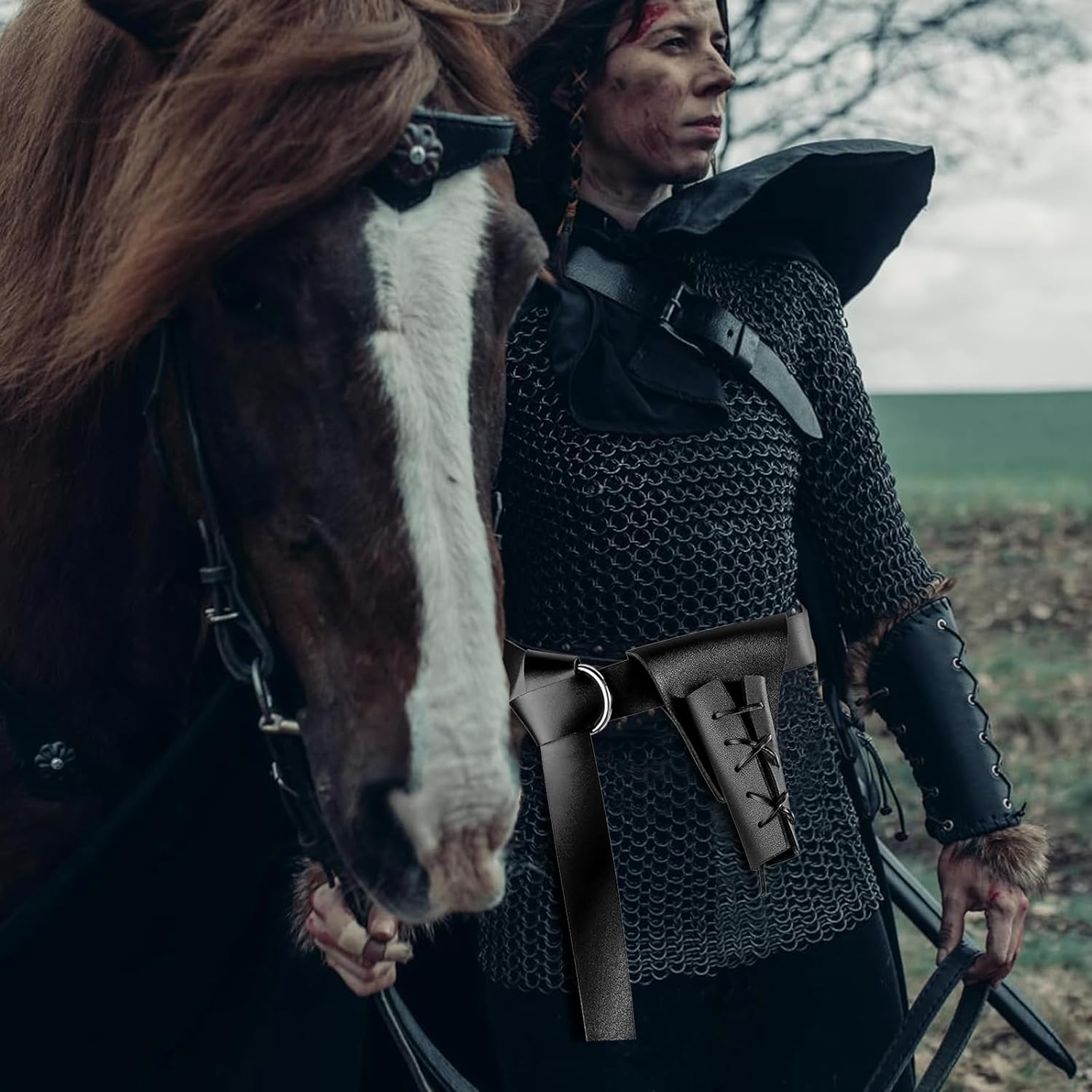 NUMJAW Pirate Sword Belt With Sword Holster Renaissance Medieval Pirate Belt With Dagger Frog Fake Sword Frog Sheath for Halloween Knight Warrior Viking Pirate Cosplay Accessories - Image 5