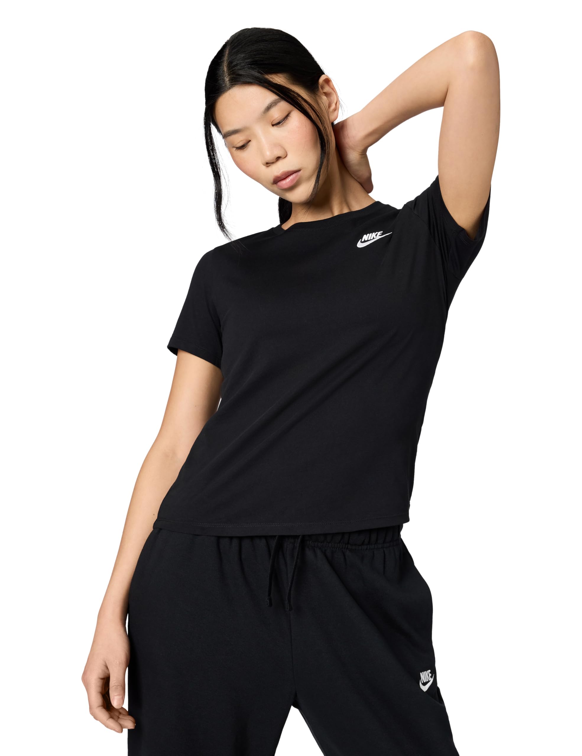 Nike Femme SW Club T-​Shirt, Noir, M EU