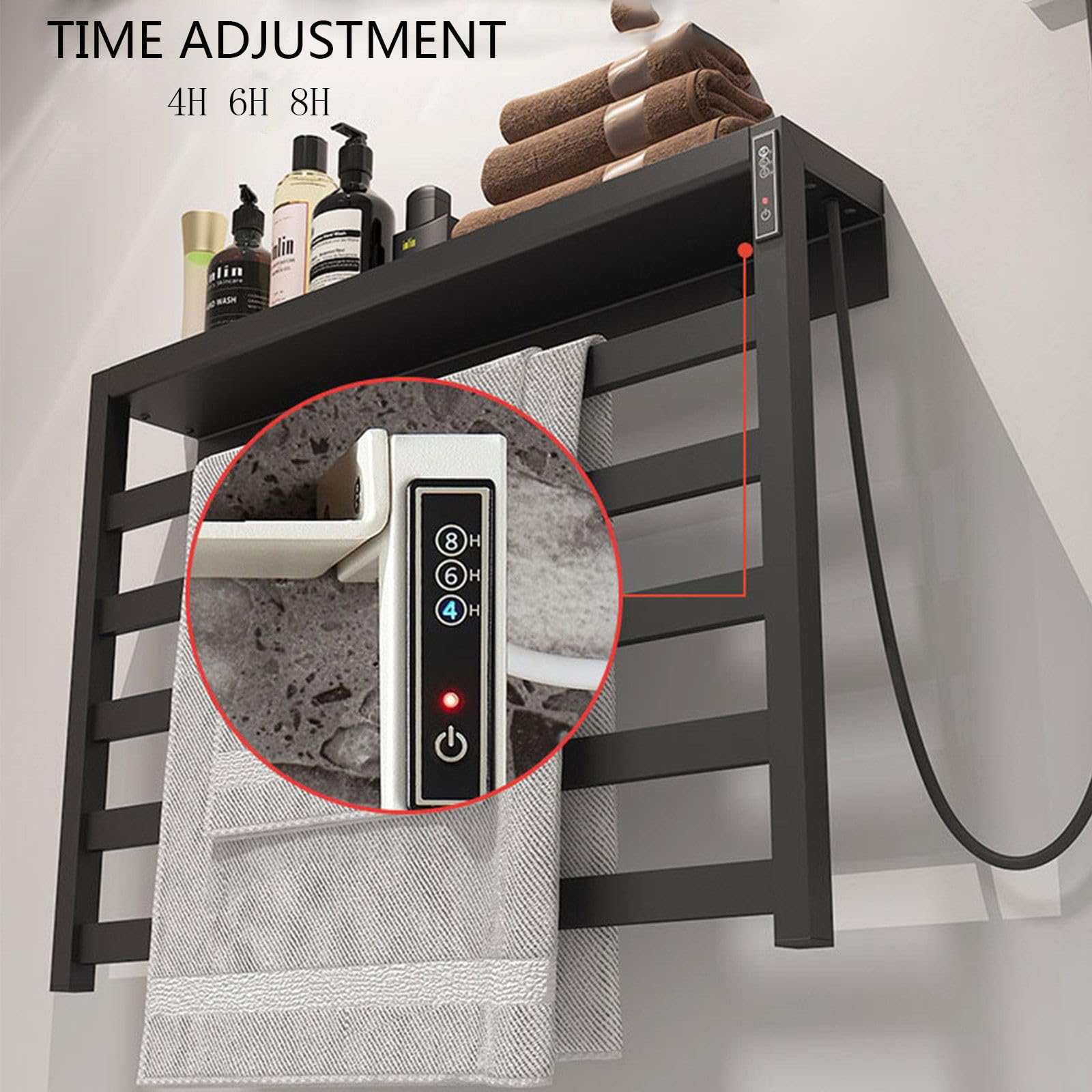 Scaldasalviette Elettrico, 55℃ Termostatico Termoarredo Bagno, Termoarredo Elettrico con Timer 50W Radiatore a Parete Dimensioni 48X42CM