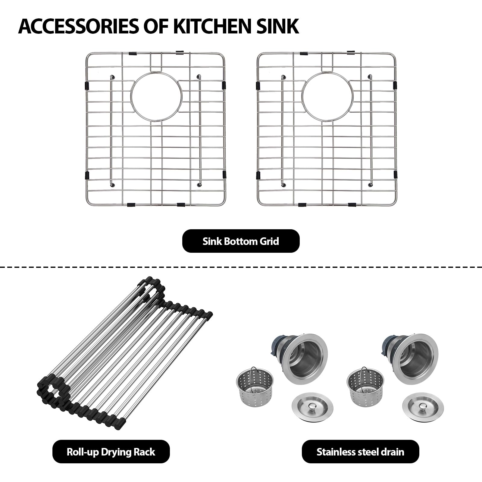 Lanxlic 33x22 Drop In Workstation Double Bowl Kitchen Sink 50/50 - View #13