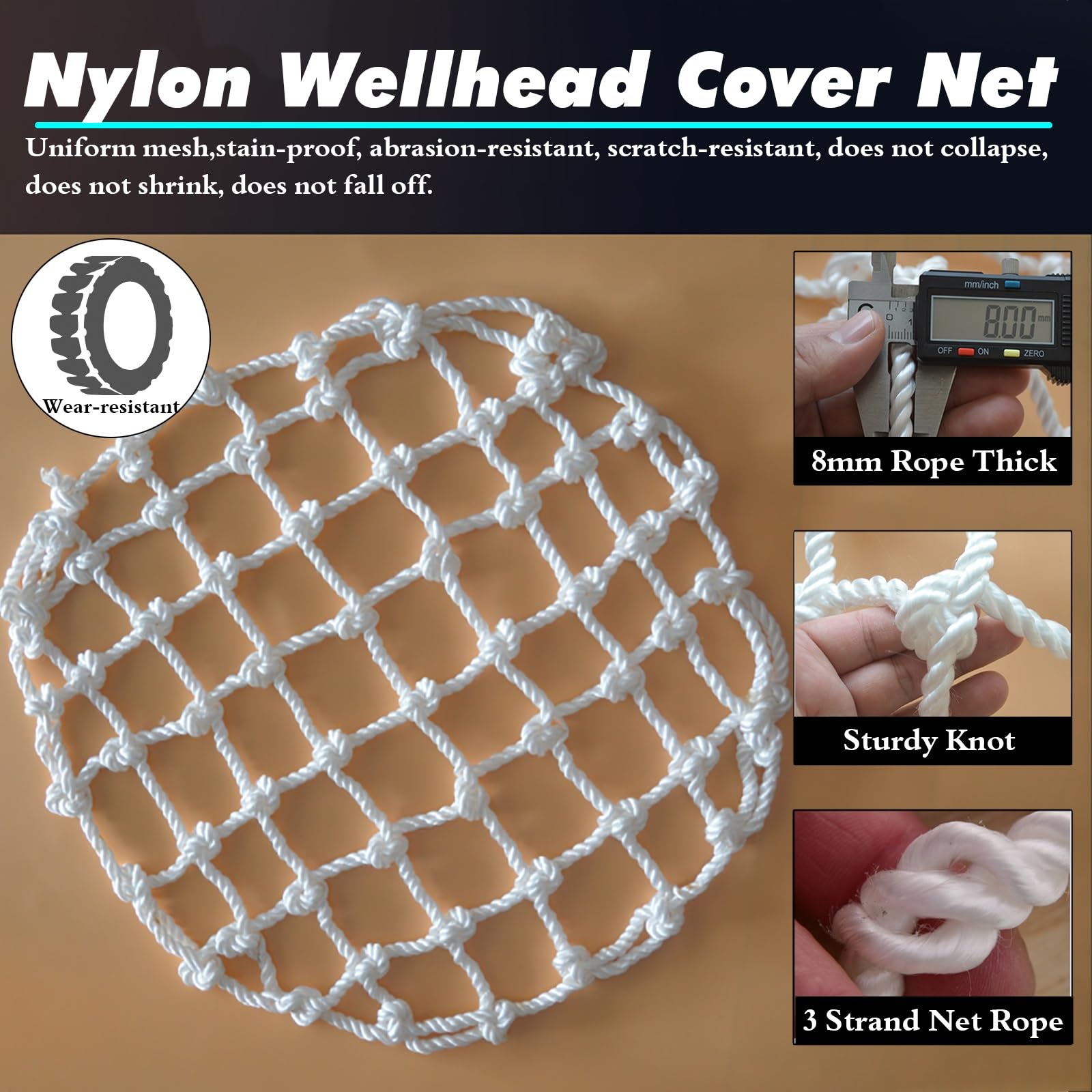 Abriebfestes Nylon-Brunnenschutznetz mit Clips – Wetterfestes Isoliernetz für Pflaster, Straßen, Keller und Rasenflächen