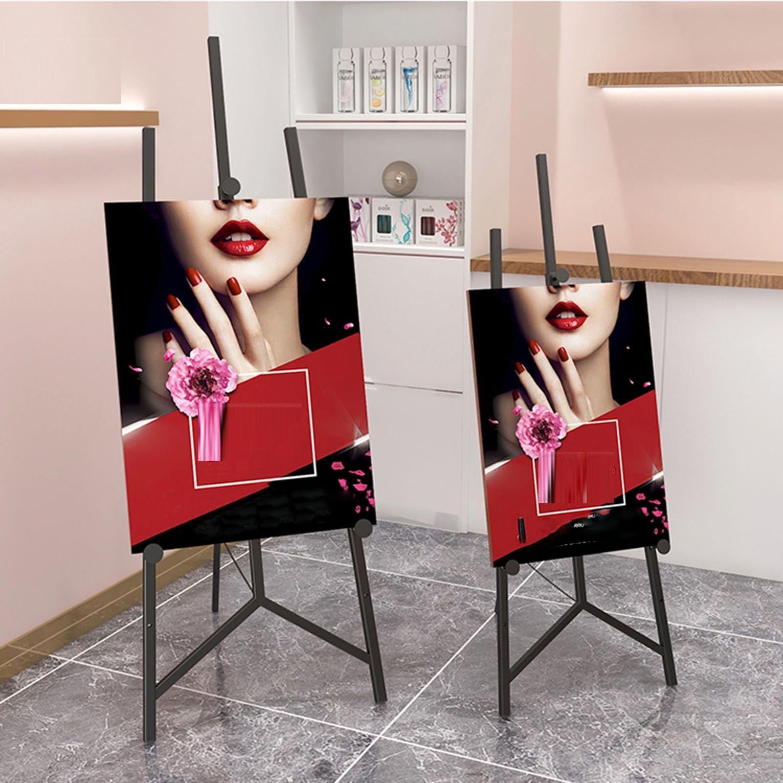 Genérico Caballete De Exhibición, Caballete De Exhibición De Pinturas Artísticas, Con Soporte De Cadena, For Pintar, Letreros De Boda Y Carteles.(Color3,120x45cm)