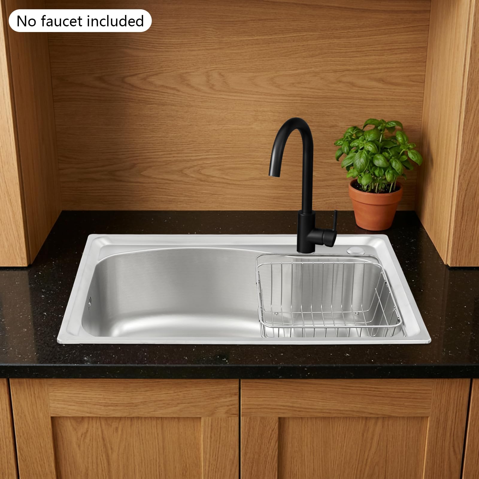 Fregadero Inox Cocina Empotrable Gran Capacidad, Fregadero Rectangular Moderno Plata, Demasiado Completo, Escurredor, Bajo Plano o Empotrado, Accesorios Incluidos, Fácil de Instalar 65x44x20cm