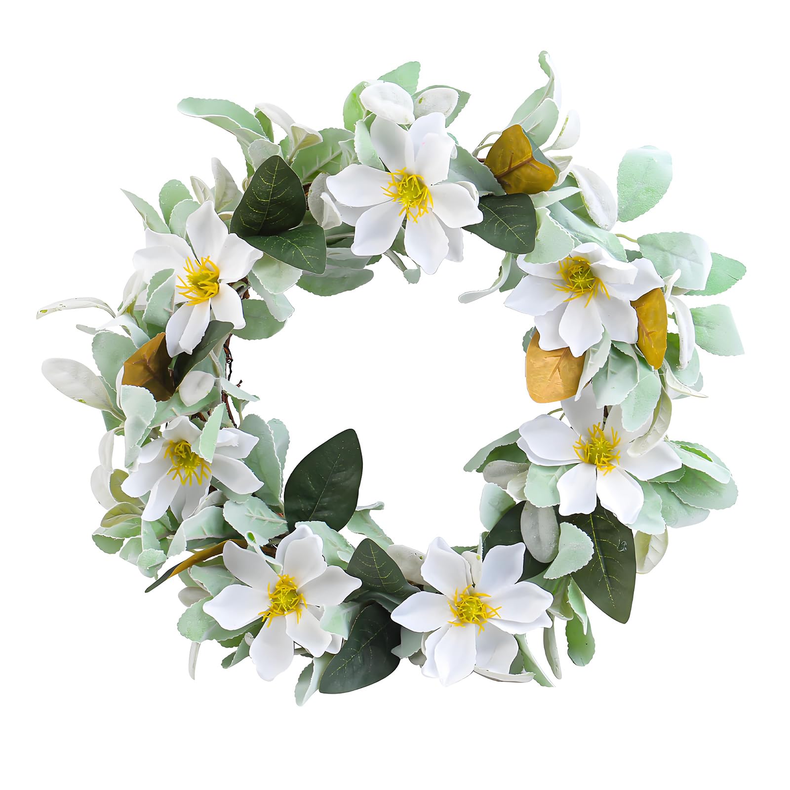 Realistic Magnolia Vine Wreath and Polyester Artificial Floral Garlands for Years Round Display Door Wreath Decoration