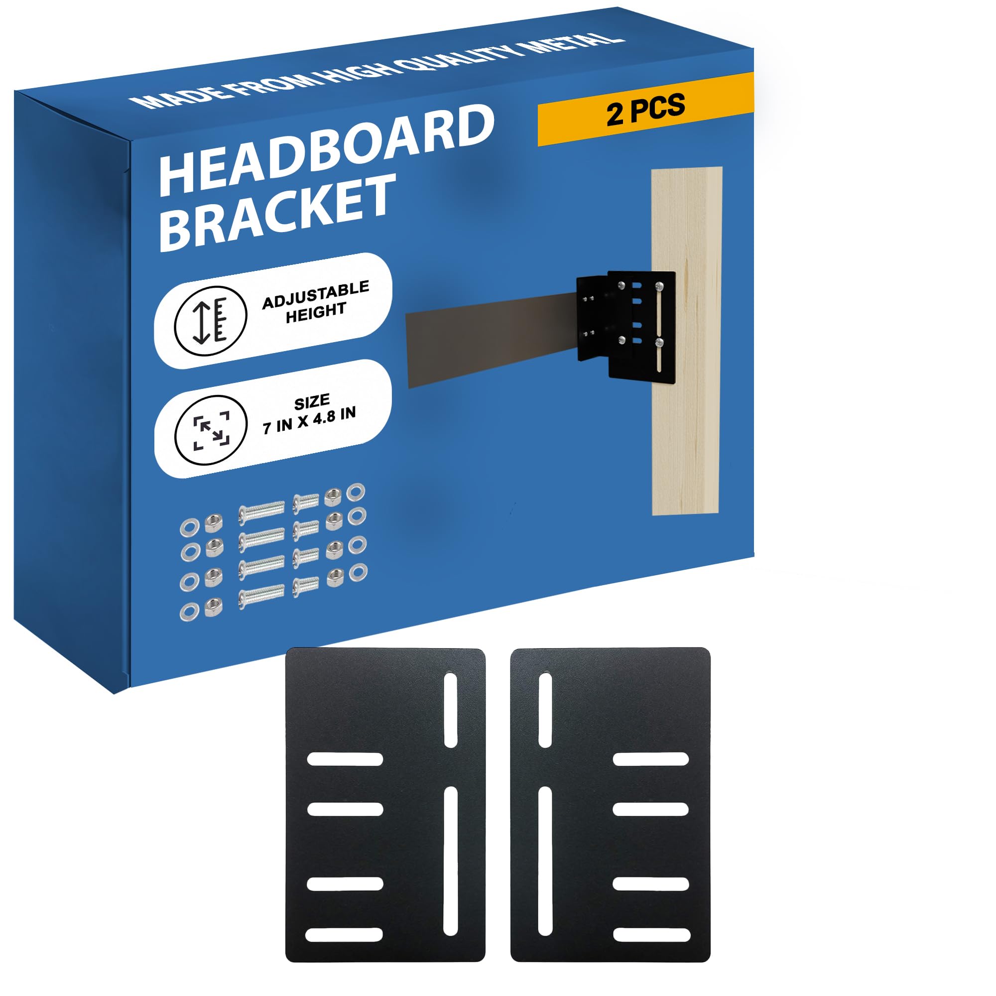 Greaton, Headboard Attachment Bracket – Heavy-Duty 1.4″ Steel Plate Set (2-Pack), Universal Bolt-On Mounting Hardware for Metal & Wood Bed Frames, Secure, Easy to Install.