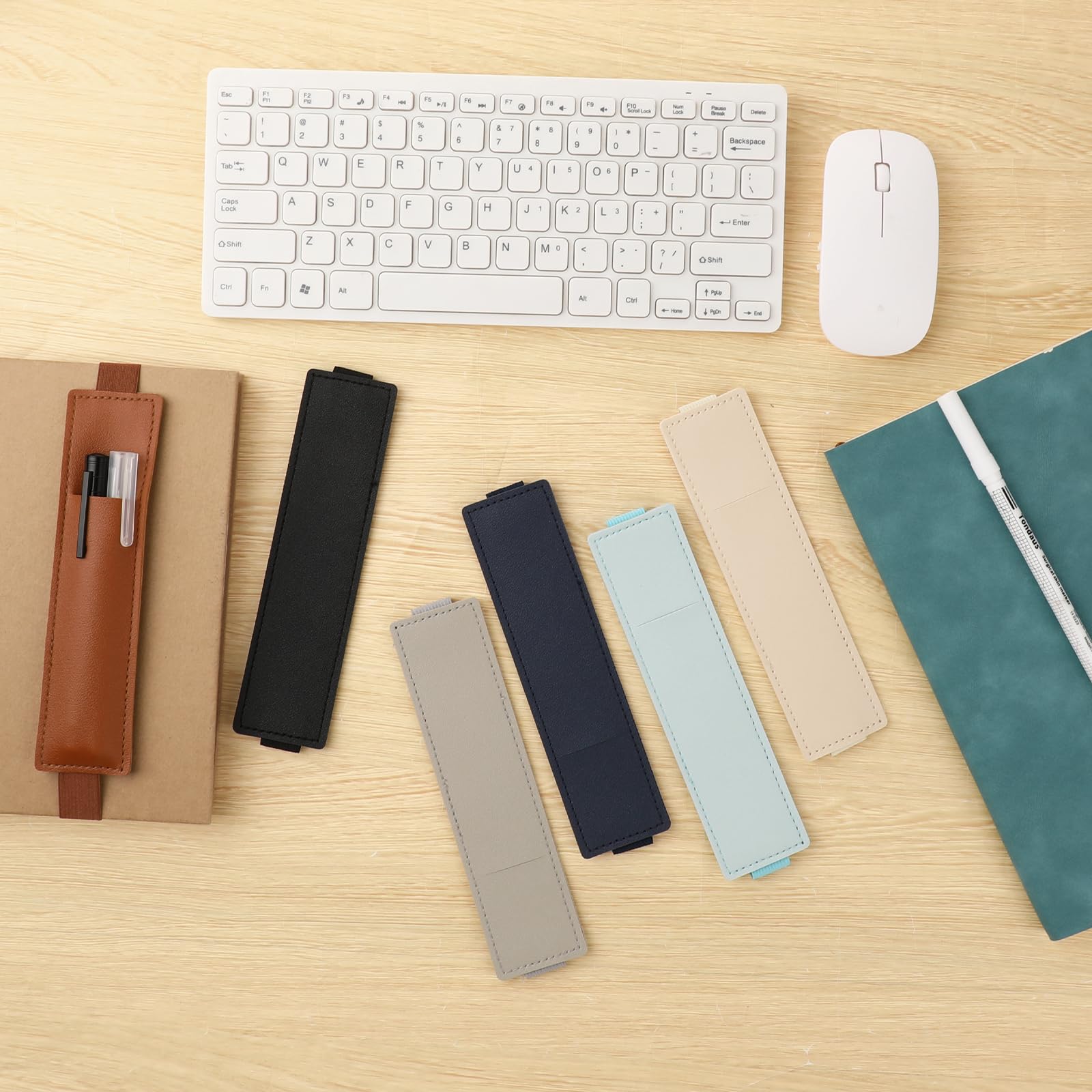 simarro 6 Stück Stifthalter Notizbuch, Verbreiterter Wiederverwendbare Pen Holder Elastischer Stifthalter aus Leder Elastisches Band Buchriemen Tragbare Stiftetasche mit Elastisch für Notizbuch Planer