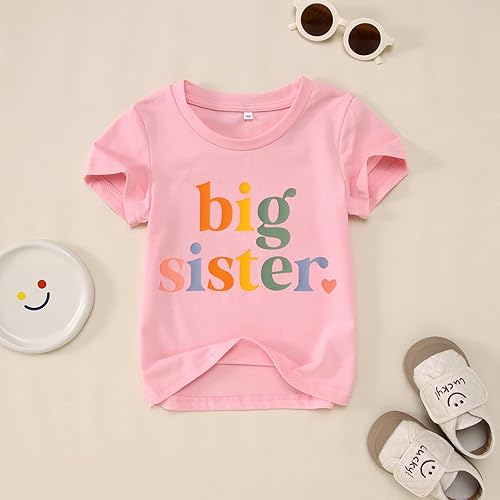 Miniatura 5 de IZYJOY Camiseta de manga corta con anuncio para hermana mayor, camiseta de verano para revelación de hermanos