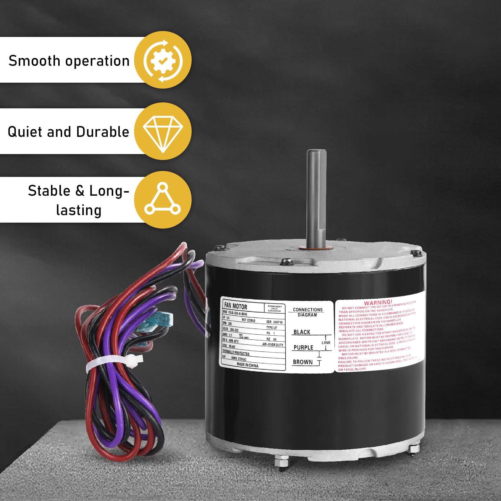 12Y65 Condenser Fan Motor 208/230 Volt, 1 PH, 60HZ, 1/4 HP, 825
