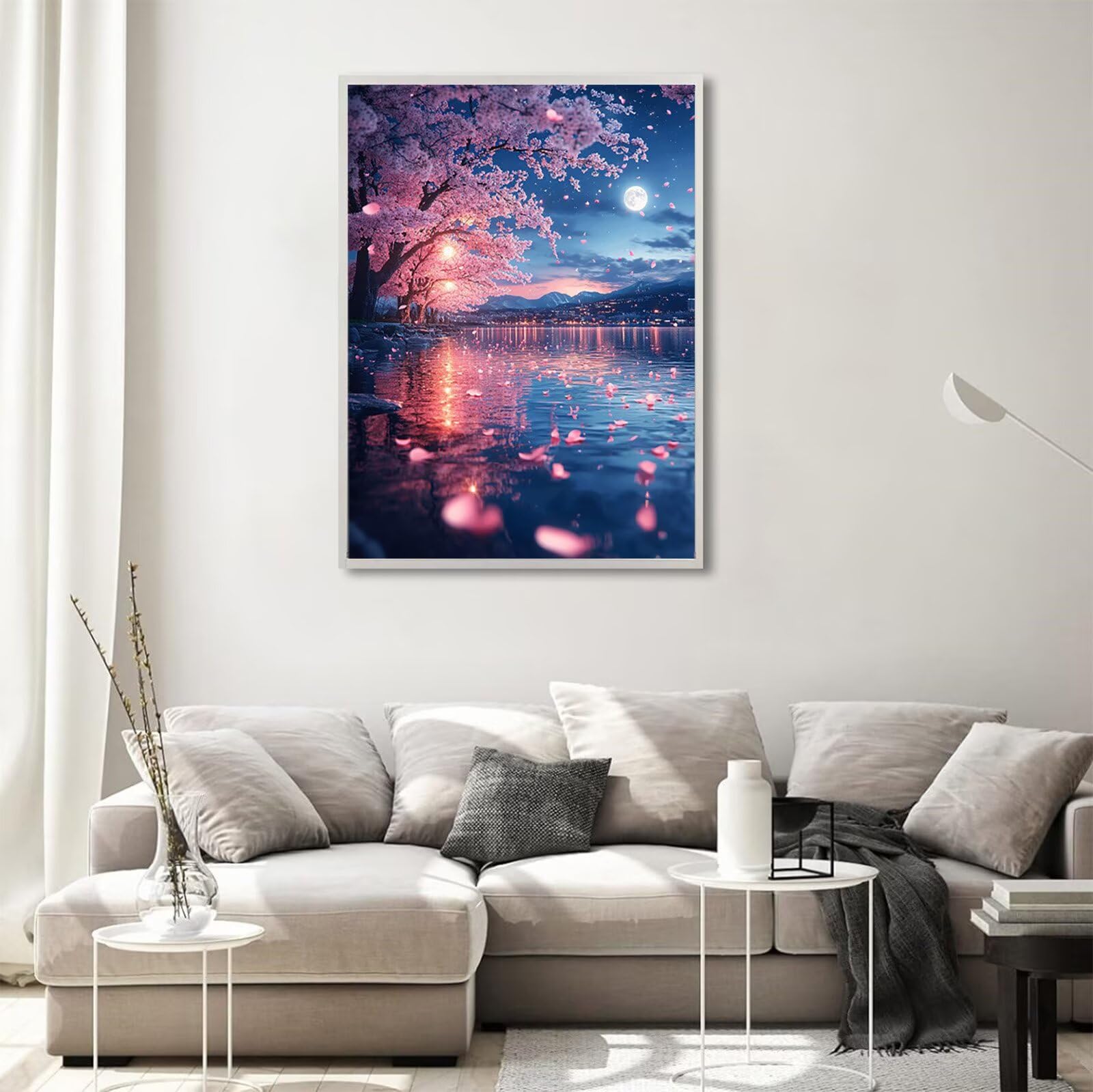Model696 obraz do malowania diamentami, kwiaty wiśni, prostokątne kamienie, 60 x 80 cm, pełne wiertło 5D, zestaw do majsterkowania, zestaw do majsterkowania, dla dorosłych, kreatywny zestaw do