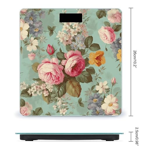 Báscula de baño digital con diseño floral vintage y vidrio templado miniatura 2