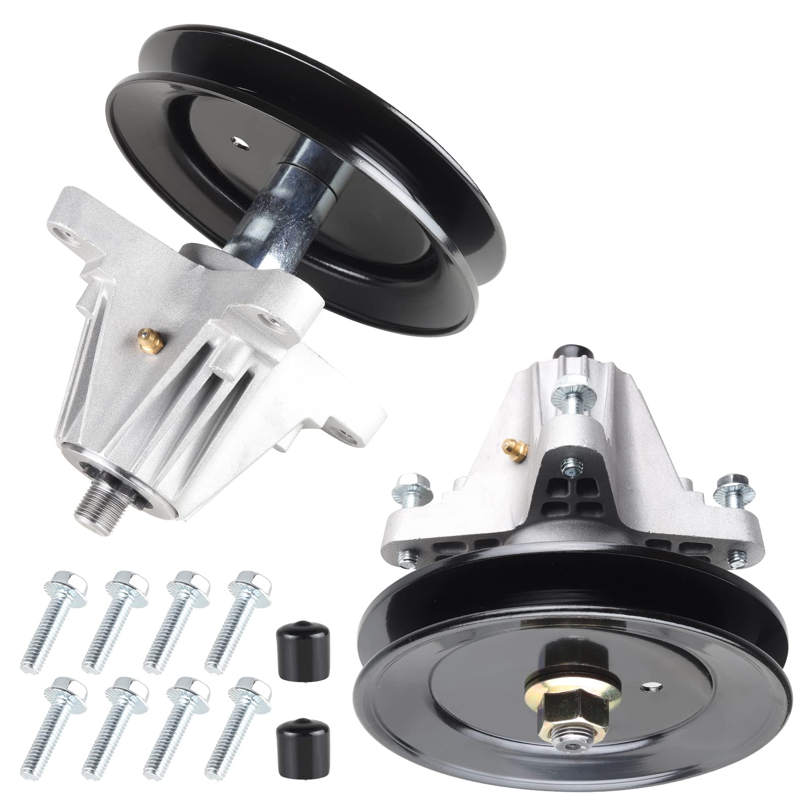 918-04822B 918-04822A 618-04822 Spindle Assembly Replace CubCadet Craftsman Troy Bilt Pony Bronco 42" Mower Deck & 30" Mini Rider Mower, with Pulley&Tapped Bolts&Zerk Fitting&6 Point Star, 2 Pack