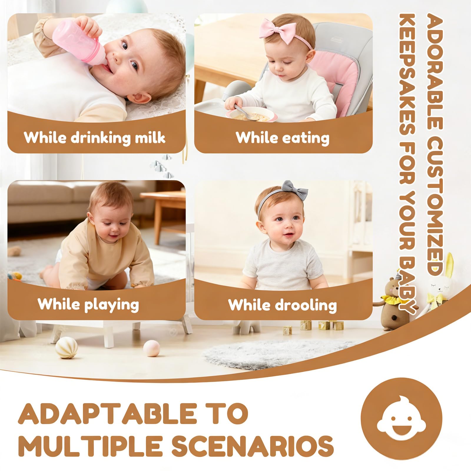 50 Piezas Papel Baberos Bebe, Babero para Niños con Bolsillo Ajustable Baberos Bebe Impermeables no Requiere Limpieza para Familia, Viajes, Habitación Infantil en 5 Patrones
