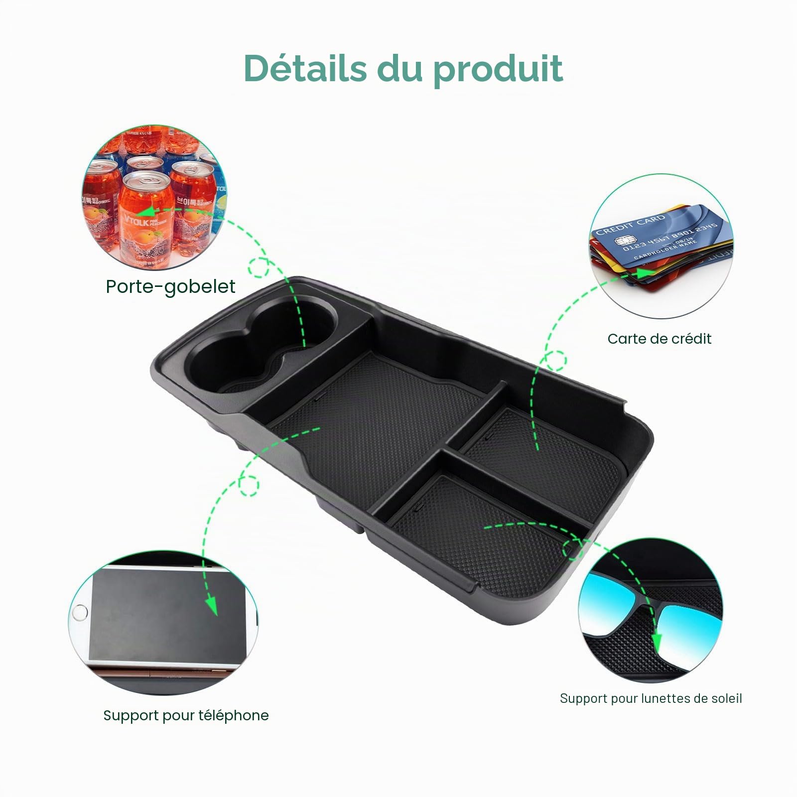 GAFAT Compatible avec Kia EV6 GT Line 2021-2026 2027 Boîte de Rangement pour Console Centrale, Facelift EV 6 2025 Organisateur Plateau Boîte À Gants Bas de Console Centrale, EV6 Accessoires (Noir)