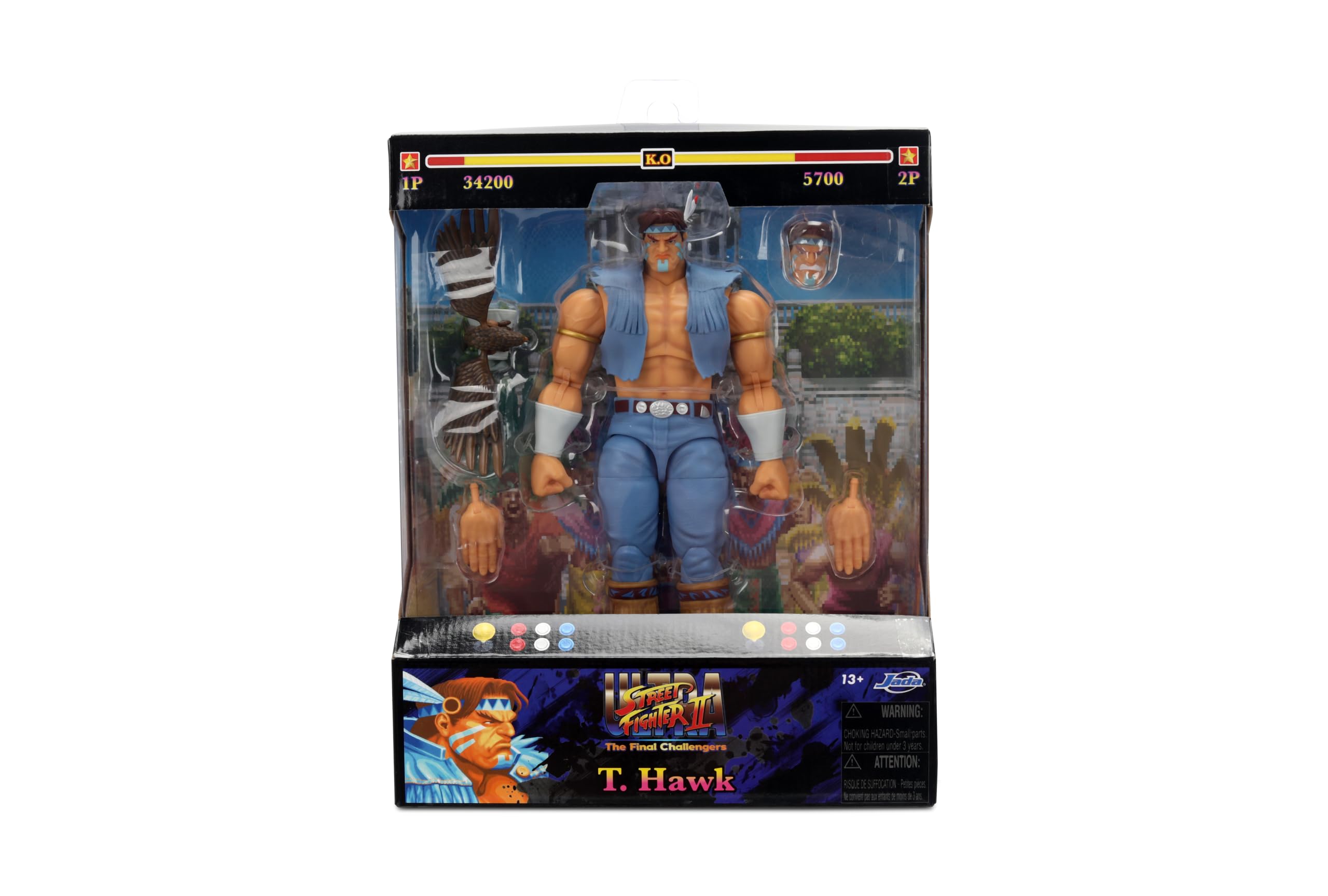 Jada Street Fighter II T. Hawk Figurine d'action – Jouets à l'échelle 1:12 – 15,2 cm de haut, entièrement articulé, emballage collector