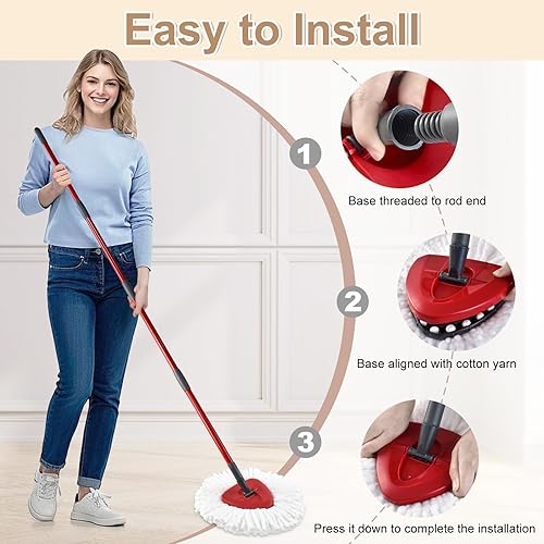 Miniatura 6 de Cabezal de repuesto para fregona O Cedar, cabezales de repuesto para Ocedar, cabezal de repuesto de fregona giratoria para Ocedar Easy Wring 1