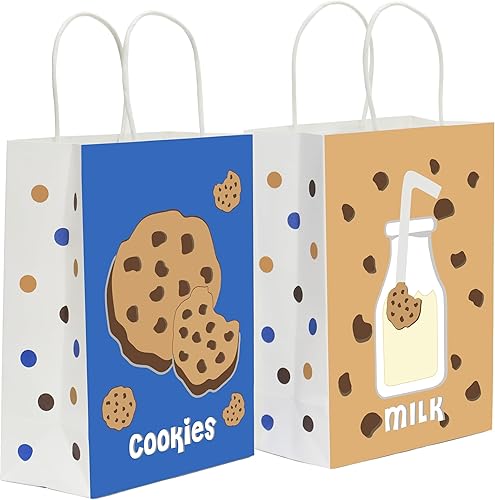 Lsaepon Bolsas de regalo de fiesta de cumpleaños con leche, galletas y leche temáticas para fiesta de cumpleaños, baby shower, bolsas de dulces para